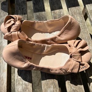 Prada nude soft leather bow flats
